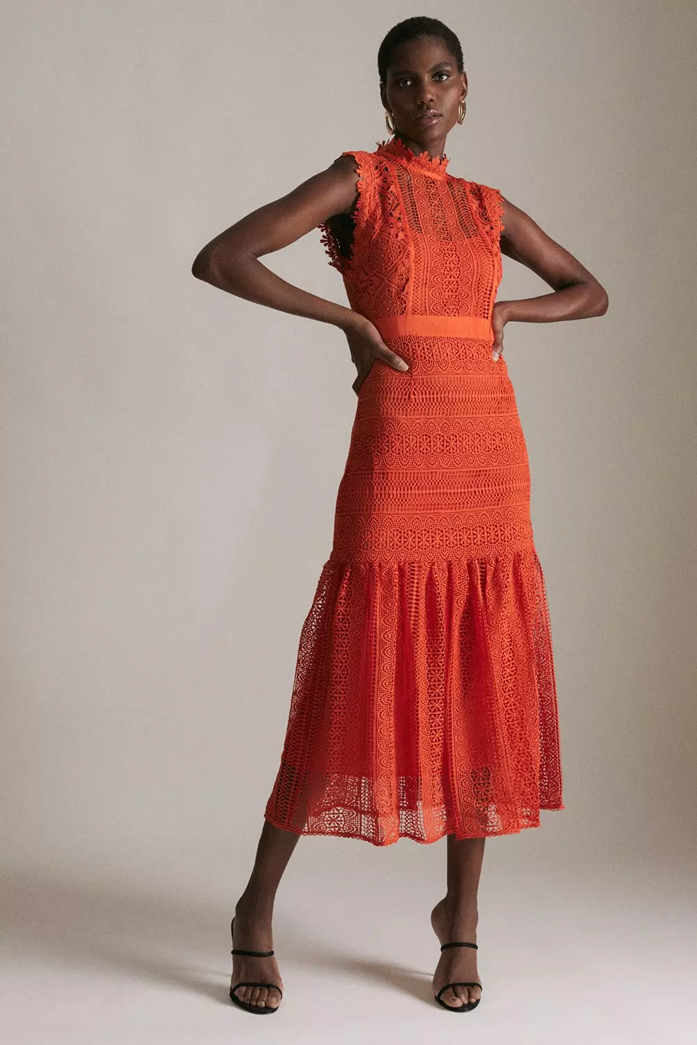 Karen millen sale orange ruffle dress